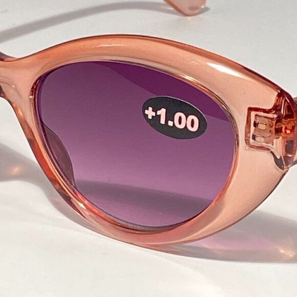 Reading Sunglasses 1.00 Clear Cranberry Sweetheart Frames Purple Lenses NWT main image 7